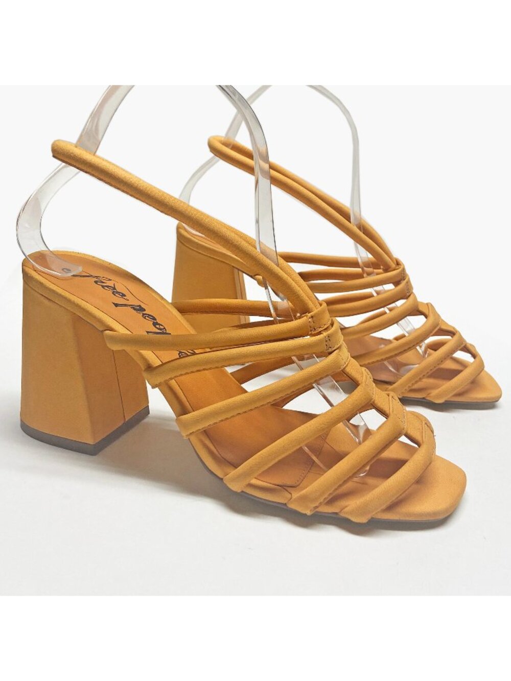 Free People Colette Piped Cinched Leather Block Heel Sandals EU 37 US 6.5 Orange
